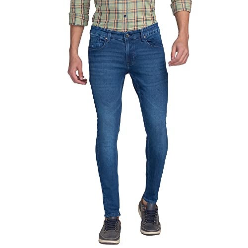 Spykar Men's Super Skinny Fit Low-Rise Casual Jeans Mid Blue - Image 1