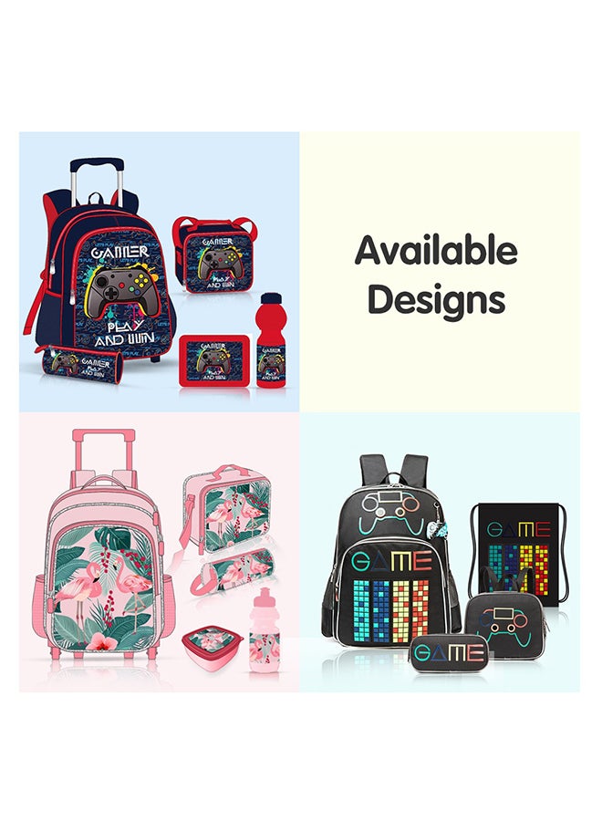 Eazy Kids 17Inch Set of 4 School Bag with Lunch Bag, Activity Bag and Pencil Case Gen Z Gamer - Black - Image 4