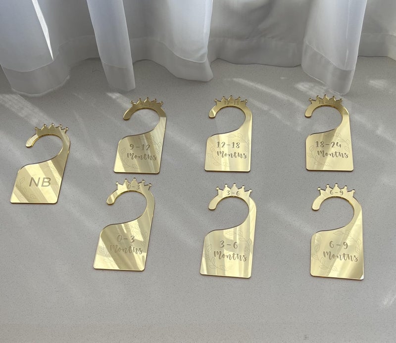 Slasa Baby Closet Dividers Set of 7 Acrylic Mirror Baby Clothes Organizers Gold Mirror 8.1x18 cm for Wardrobe Nursery Newborn to 24 Months Home Closet Organization - Image 3