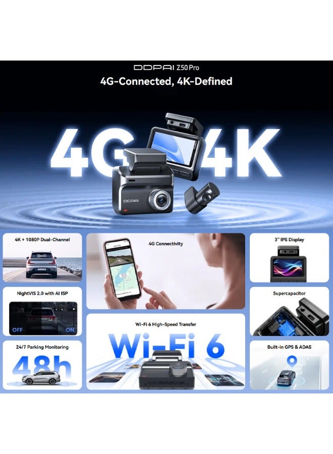 ddpai DDPAI Z50 Pro 4K Dash Cam Front and Rear Camera - Image 2
