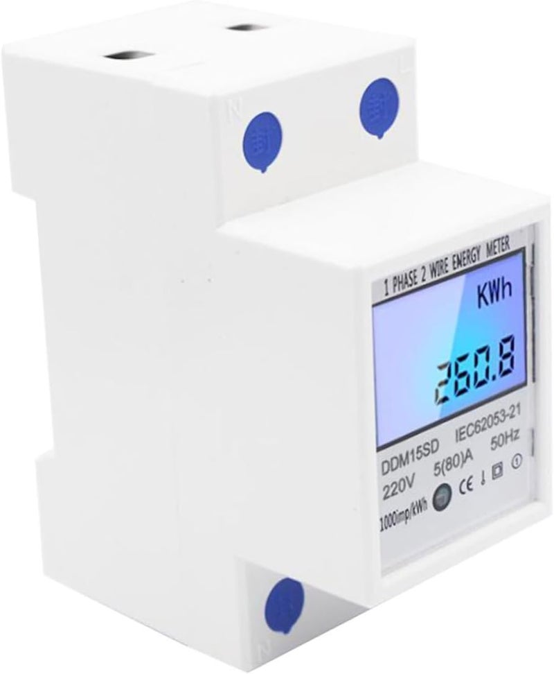 General purpose design Veemoon 220v Mini LCD Energy for Home Use Single Phase Power Consumption Monitor with Backlight Display Easy Installation Accurate Voltage and Amp Measurements General compatible practical design - Image 1