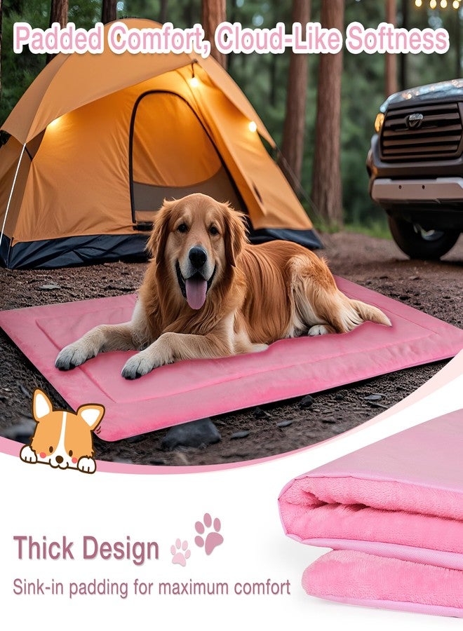 Kritter Planet Waterproof Foldable Dog Bed Pad for Camping & Travel, Portable Roll-Up Dog Bed Car Seat Pet Cushion Mat with Handles for Small & Medium Dogs, Indoor & Outdoor Use, Pink - Image 4