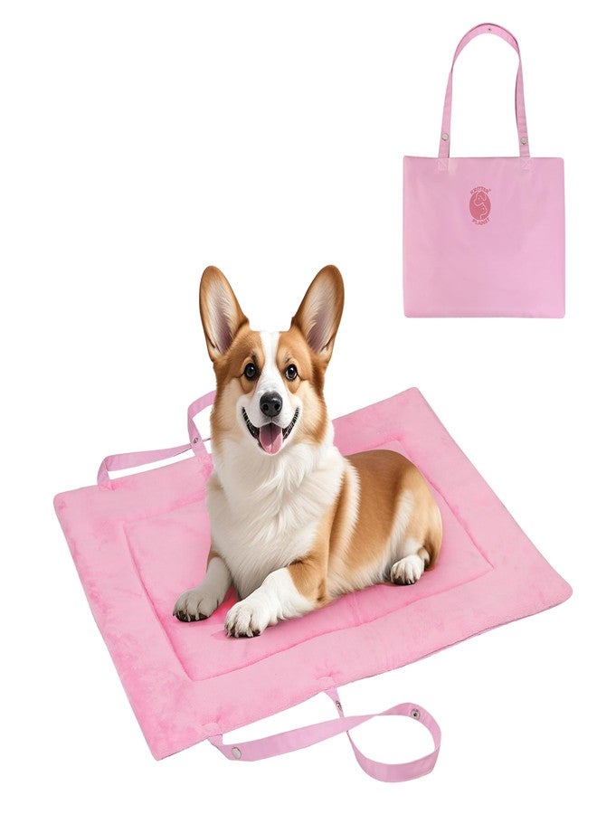 Kritter Planet Waterproof Foldable Dog Bed Pad for Camping & Travel, Portable Roll-Up Dog Bed Car Seat Pet Cushion Mat with Handles for Small & Medium Dogs, Indoor & Outdoor Use, Pink - Image 1