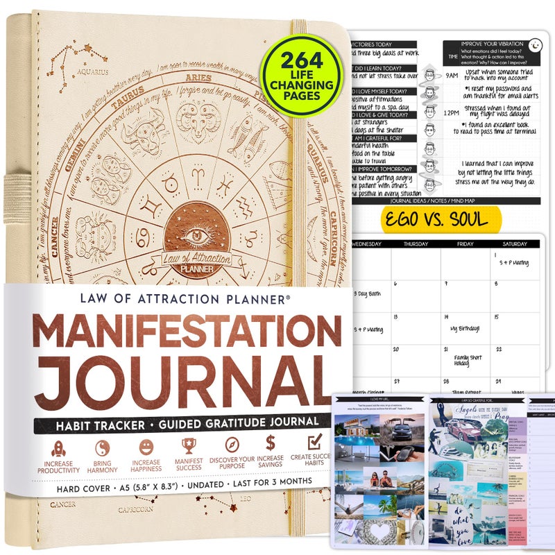 Freedom Mastery Manifestation Journal - 5 Minute Manifesting & Self Care Journal | 90-Day Undated Daily Planner for Positivity, Affirmations & Gratitude | Guided Mindfulness, Reflection | Vision Board + Stickers - Image 1