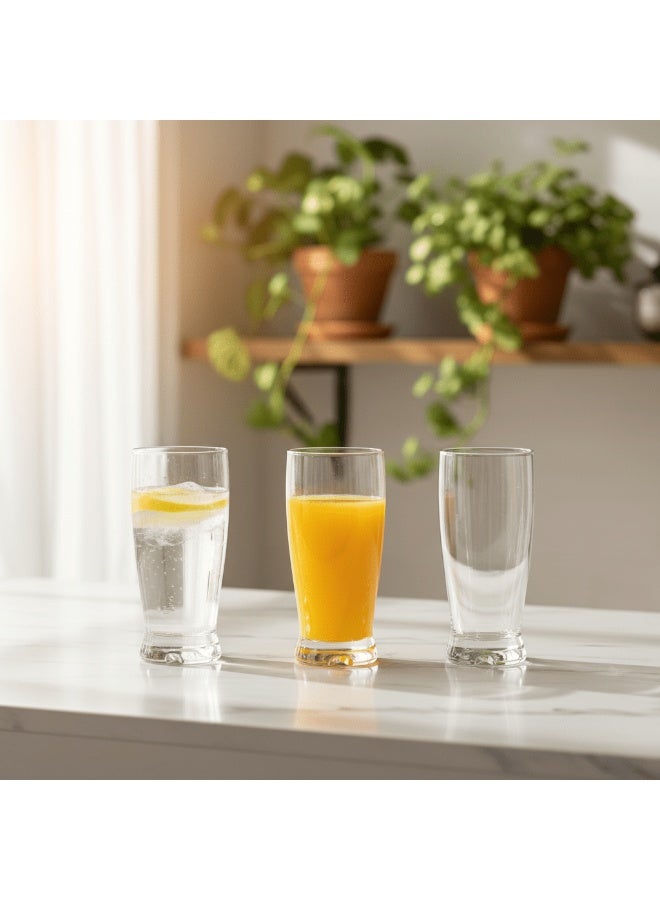 Madison BR Madison Tall Long Drink Glass Set 375 ml Premium Clear Glass for Beverages (3 Pieces) - Image 2
