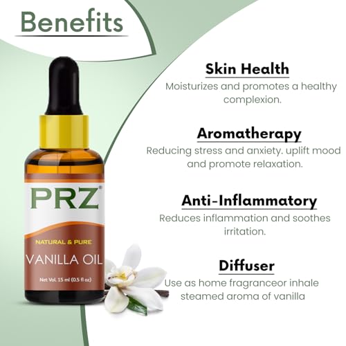 PRZ Vanilla Essential Oil - Pure Natural for Skin Care & Hair Care, 15 ml - Image 3