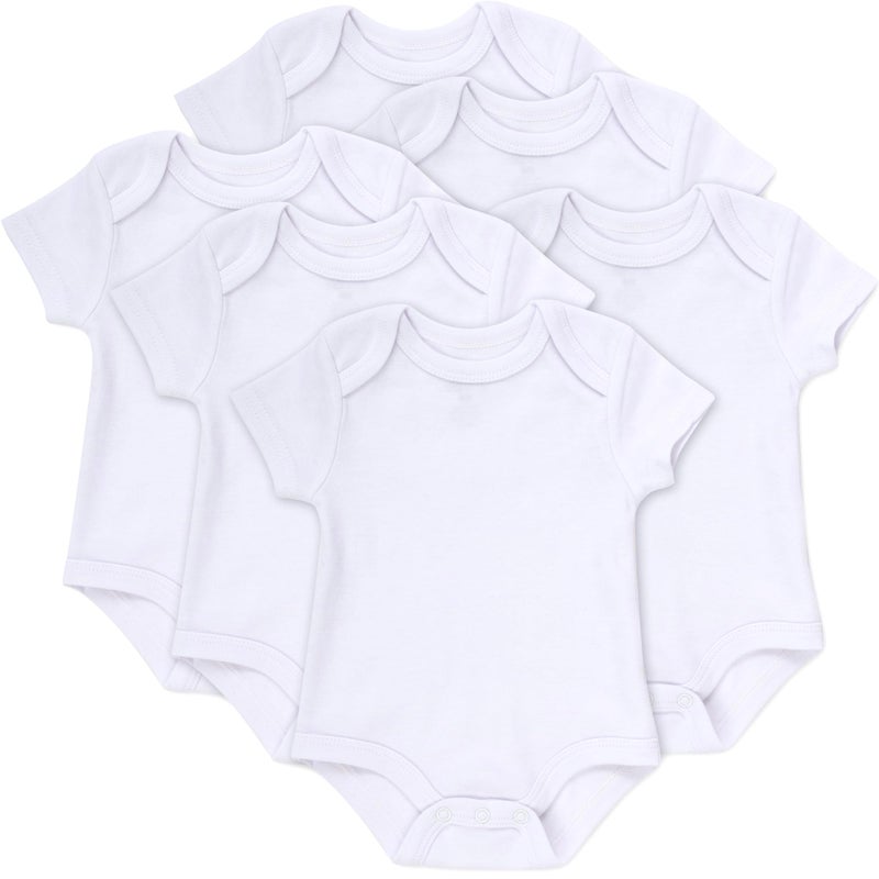 Baby Essentials Unisex Baby Boys and Girls Solid Color 6 Piece Bodysuit Set (Plain White 6 Piece, 3 Months) - Image 1