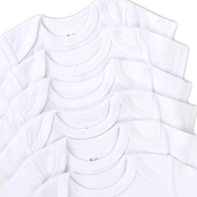 Baby Essentials Unisex Baby Boys and Girls Solid Color 6 Piece Bodysuit Set (Plain White 6 Piece, 3 Months) - Image 2