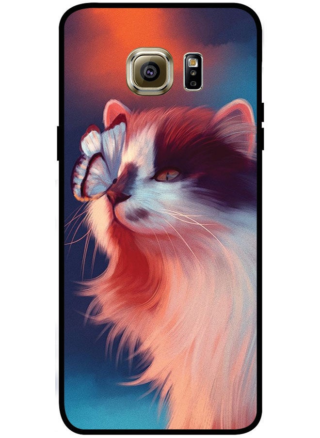 EYE CATCH - Protective Case Cover For Samsung Galaxy S6 Edge Plus Smart Series Printed Protective Case Cover for Samsung S6 Edge Plus Butterfly Sitting on Cat Nose - Image 1