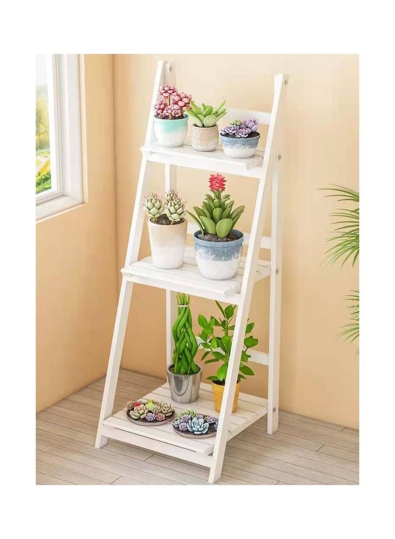 LINGWEI Wooden Foldable Flower Stand White 42x32x114 - Image 1