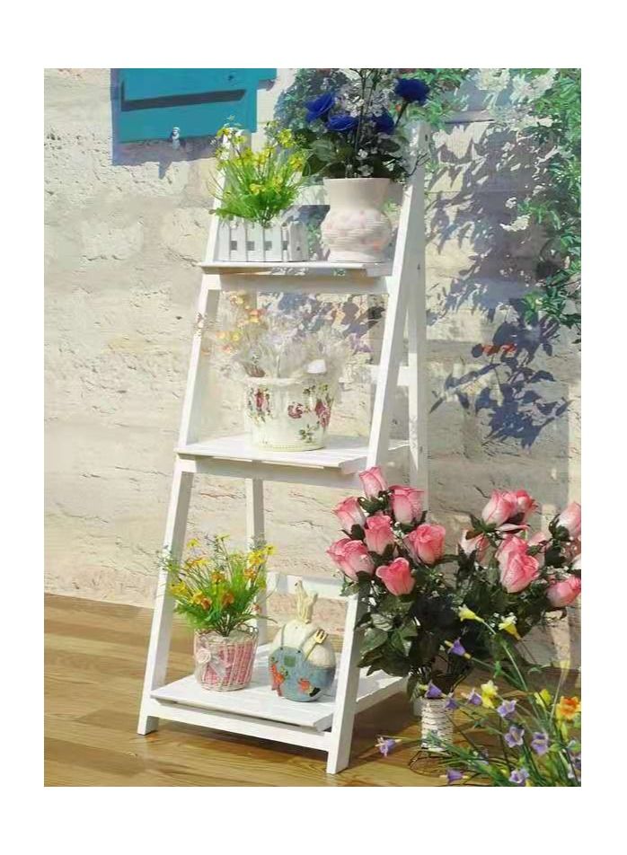 LINGWEI Wooden Foldable Flower Stand White 42x32x114 - Image 2