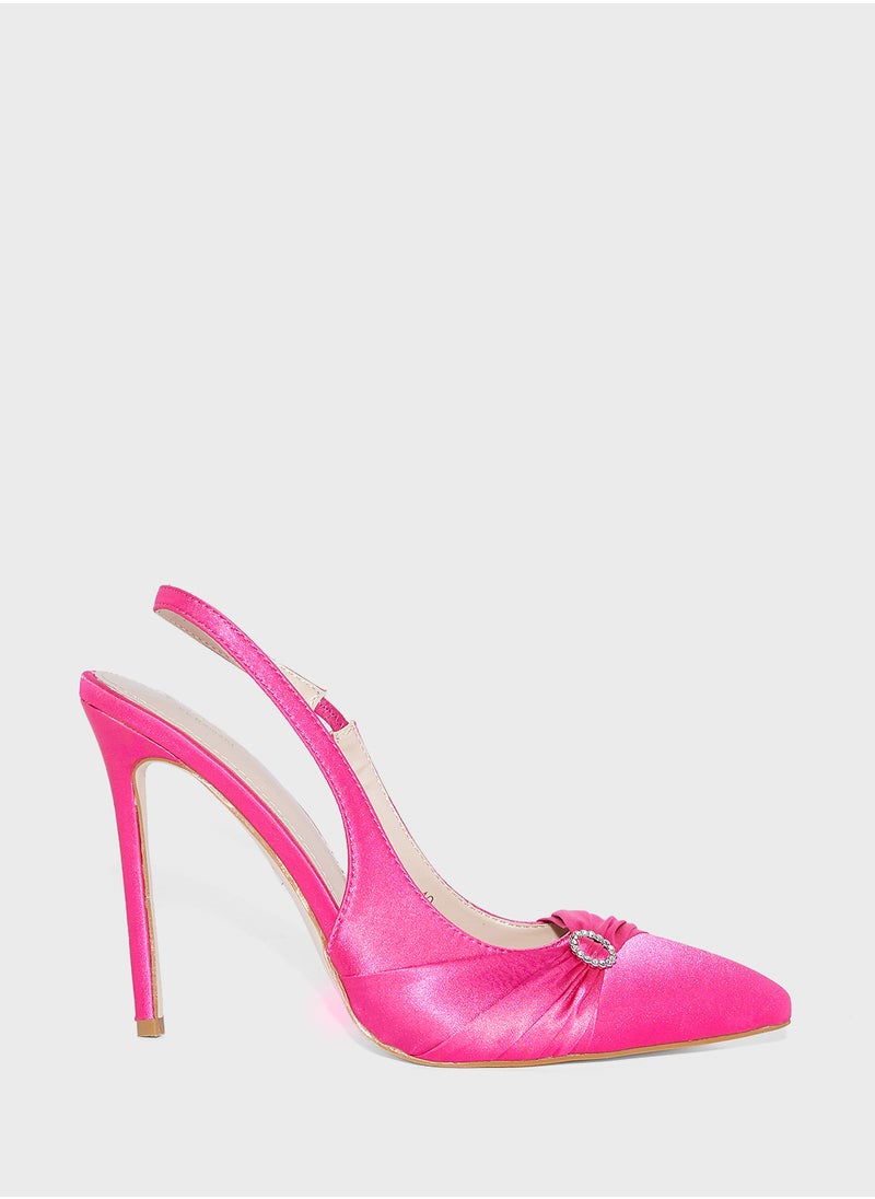 Ella Limited Edition Diamante Trim High Heel Satin Sling Back Pump  - Image 1