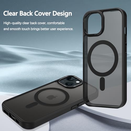 GUAGUA for iPhone 15 Case, Magnetic Skin-Friendly Touch Slim Phone Cases [Compatible with MagSafe] Matte Back Shockproof Full Body Protective Cover for iPhone 15 6.1 Inch, Black - Image 4