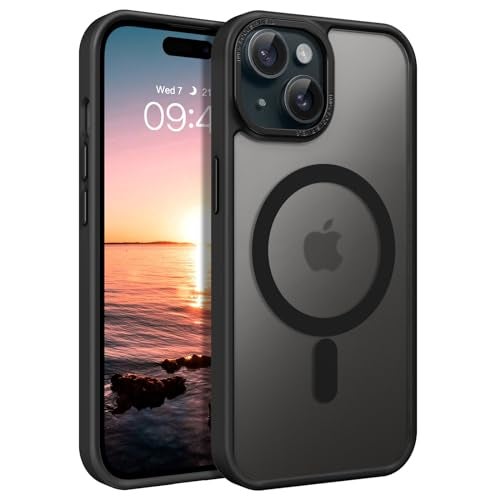 GUAGUA for iPhone 15 Case, Magnetic Skin-Friendly Touch Slim Phone Cases [Compatible with MagSafe] Matte Back Shockproof Full Body Protective Cover for iPhone 15 6.1 Inch, Black - Image 1