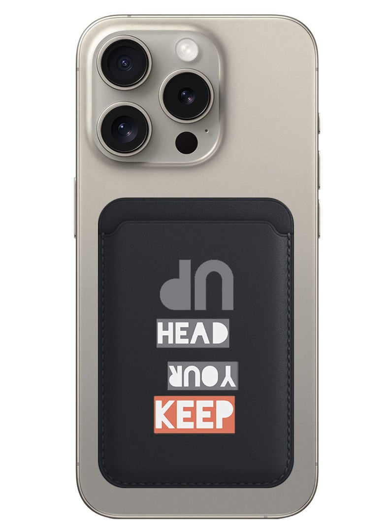 Theodor Magnetic Wallet, Compatible with MagSafe Wallet, for iPhone Wallet, for iPhone 16/15/14/13/12 Series, Not for iPhone 13/12 mini, 3 Card Holder, Vegan Leather, Black - Keep your head up - Image 1