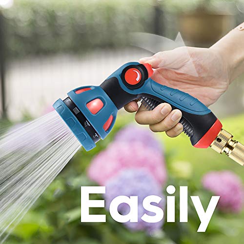 HmiL-U Garden Hose Spray Nozzle - 10 Adjustable Patterns Metal High Pressure Hose Nozzle with Thumb Control Design, Hose Sprayer for Garden & Lawns Watering, Cleaning, Pets & Car Washing - Image 4