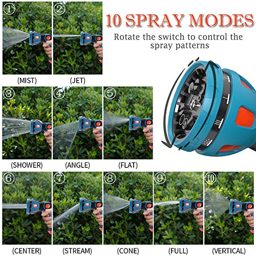 HmiL-U Garden Hose Spray Nozzle - 10 Adjustable Patterns Metal High Pressure Hose Nozzle with Thumb Control Design, Hose Sprayer for Garden & Lawns Watering, Cleaning, Pets & Car Washing - Image 3