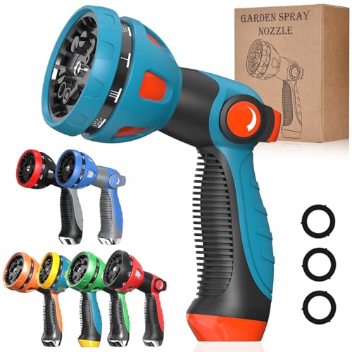 HmiL-U Garden Hose Spray Nozzle - 10 Adjustable Patterns Metal High Pressure Hose Nozzle with Thumb Control Design, Hose Sprayer for Garden & Lawns Watering, Cleaning, Pets & Car Washing - Image 1