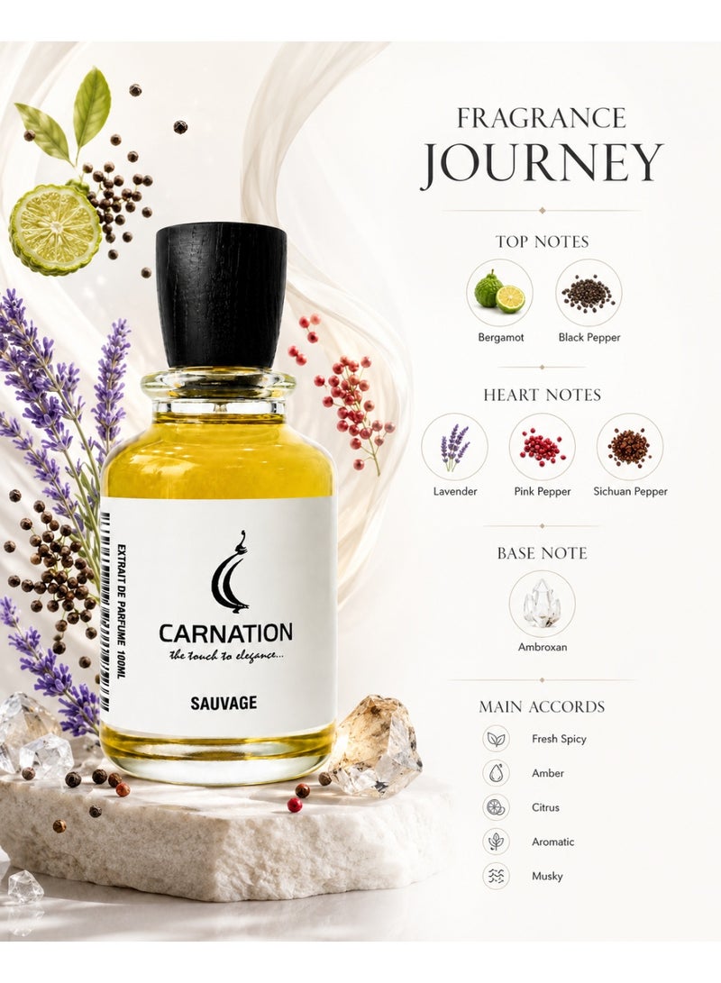 Carnation Fresh Spicy Aromatic Eau de Parfum for Men | Inspired by Dior Sauvage - Image 3