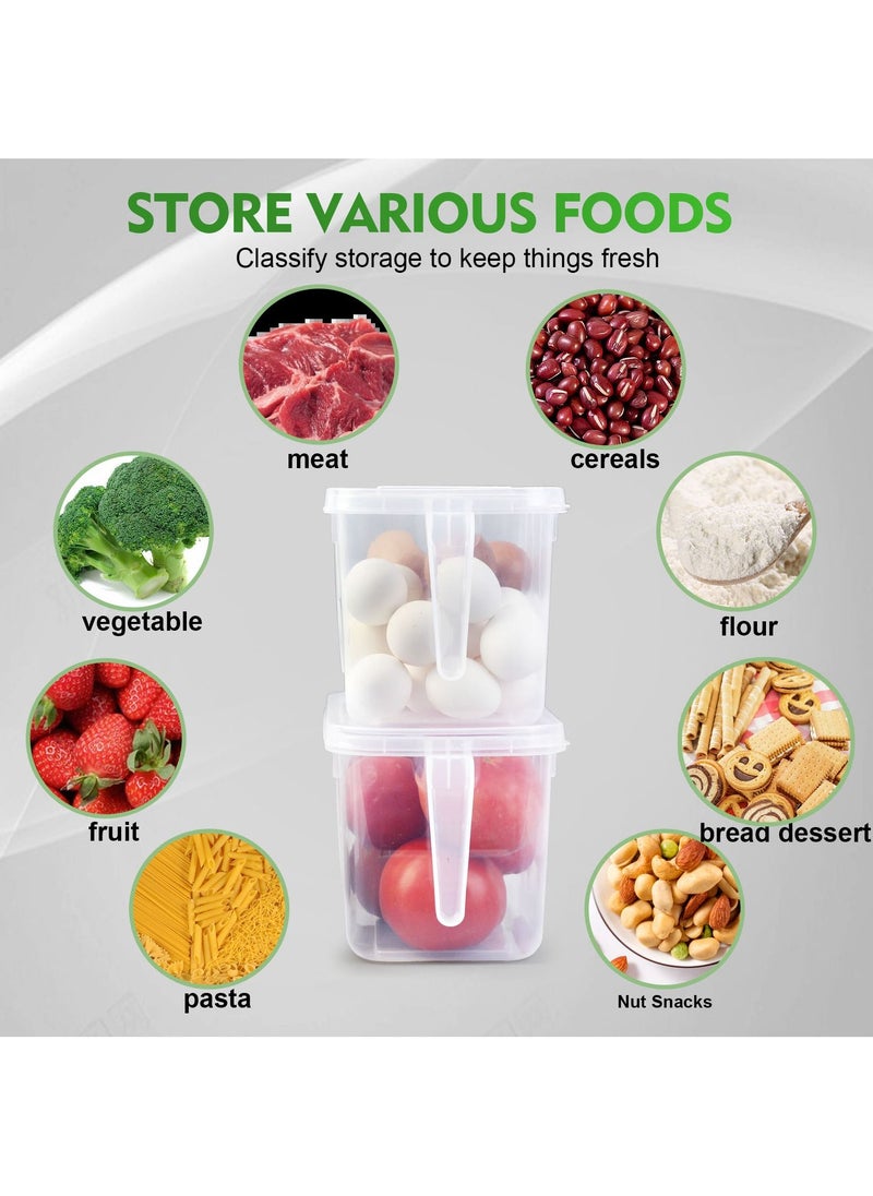 SKY-TOUCH - 3 Piece Refrigerator Organizer, Stackable Plastic Kitchen Food Storage Containers with Lids and Handles for Fruits and Vegetables, Freezer Safe Food Storage Boxes Transparent - Image 1