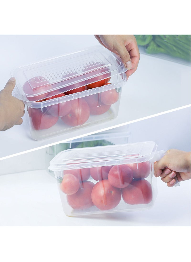 SKY-TOUCH 3 Piece Refrigerator Organizer, Stackable Plastic Kitchen Food Storage Containers with Lids and Handles for Fruits and Vegetables, Freezer Safe Food Storage Boxes Transparent  - Image 5