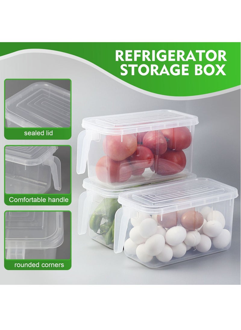 SKY-TOUCH 3 Piece Refrigerator Organizer, Stackable Plastic Kitchen Food Storage Containers with Lids and Handles for Fruits and Vegetables, Freezer Safe Food Storage Boxes Transparent  - Image 3