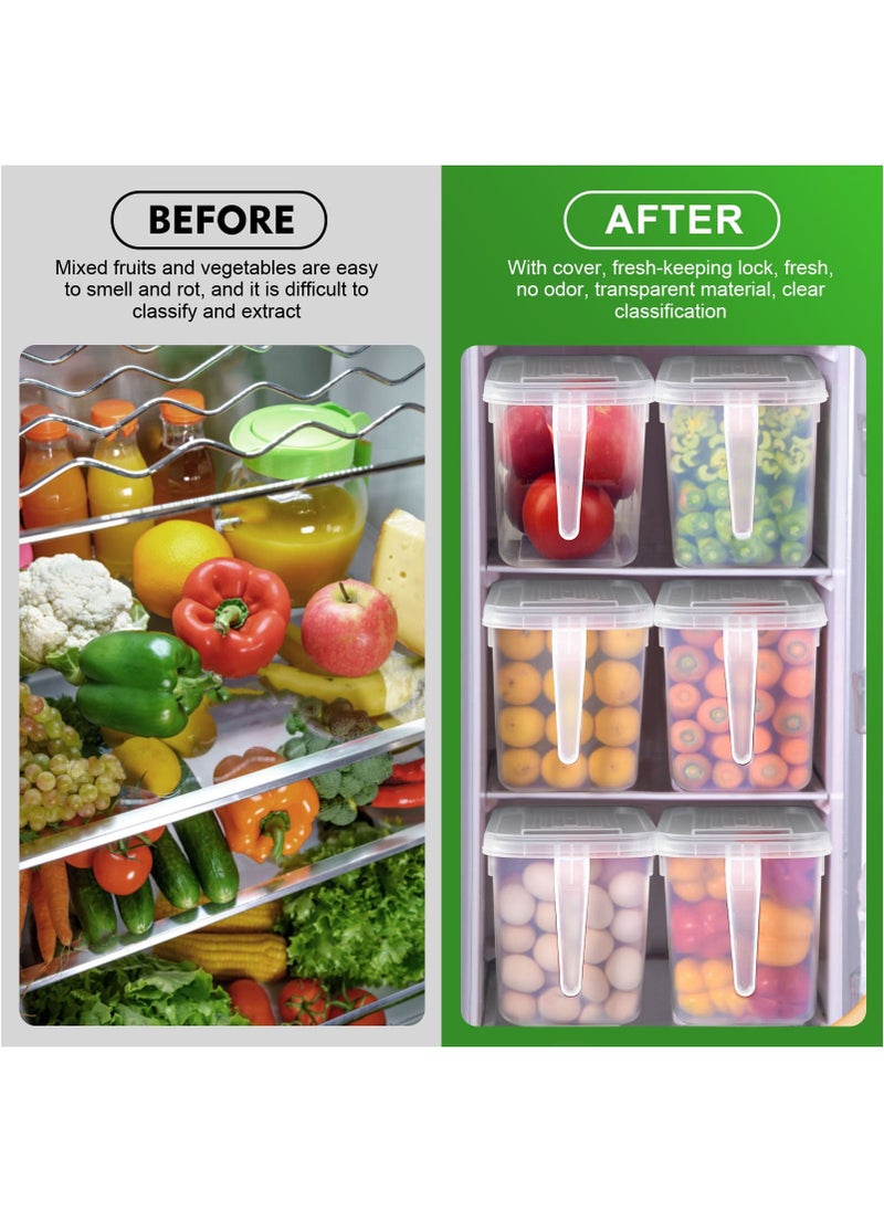 SKY-TOUCH 3 Piece Refrigerator Organizer, Stackable Plastic Kitchen Food Storage Containers with Lids and Handles for Fruits and Vegetables, Freezer Safe Food Storage Boxes Transparent  - Image 2