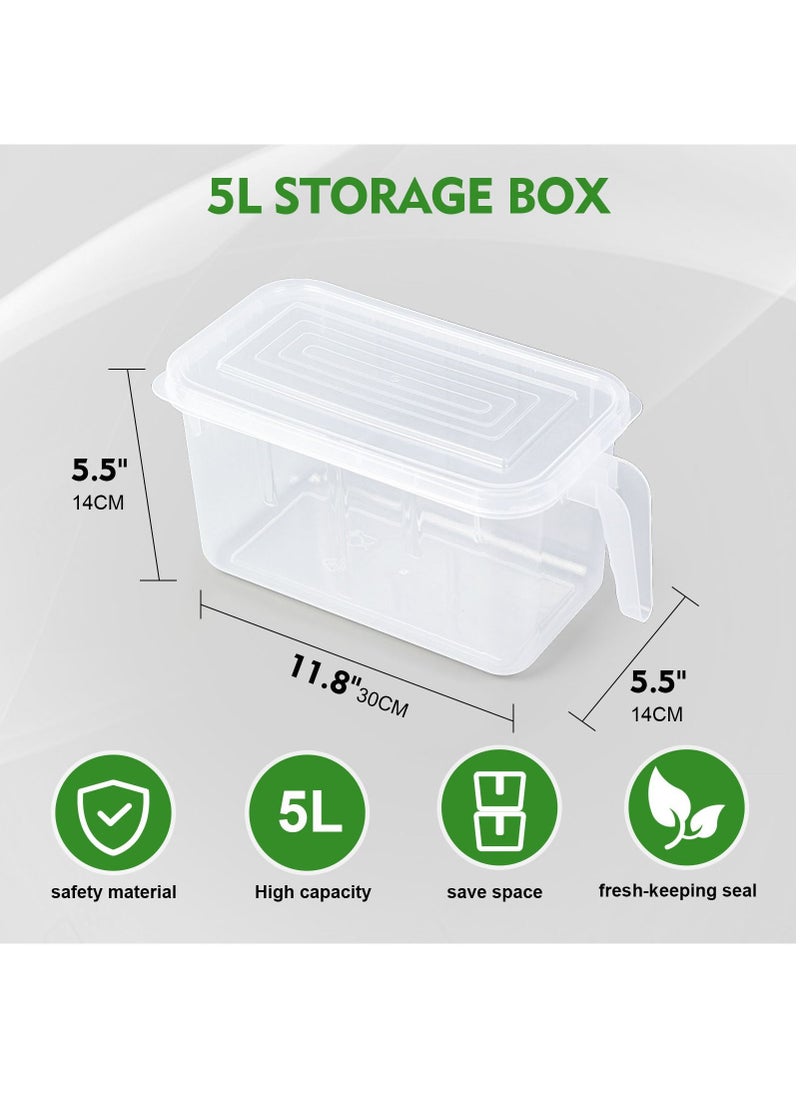 SKY-TOUCH 3 Piece Refrigerator Organizer, Stackable Plastic Kitchen Food Storage Containers with Lids and Handles for Fruits and Vegetables, Freezer Safe Food Storage Boxes Transparent  - Image 4