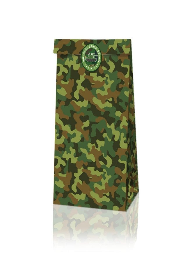 COSFAN 12 Pack Camouflage Gift Bags, Camo Party Supplies, Green Paper Treat Bags for Kids, Goodie Bag for Birthday - Image 4