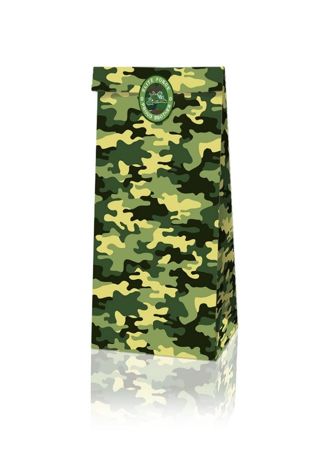 COSFAN 12 Pack Camouflage Gift Bags, Camo Party Supplies, Green Paper Treat Bags for Kids, Goodie Bag for Birthday - Image 5
