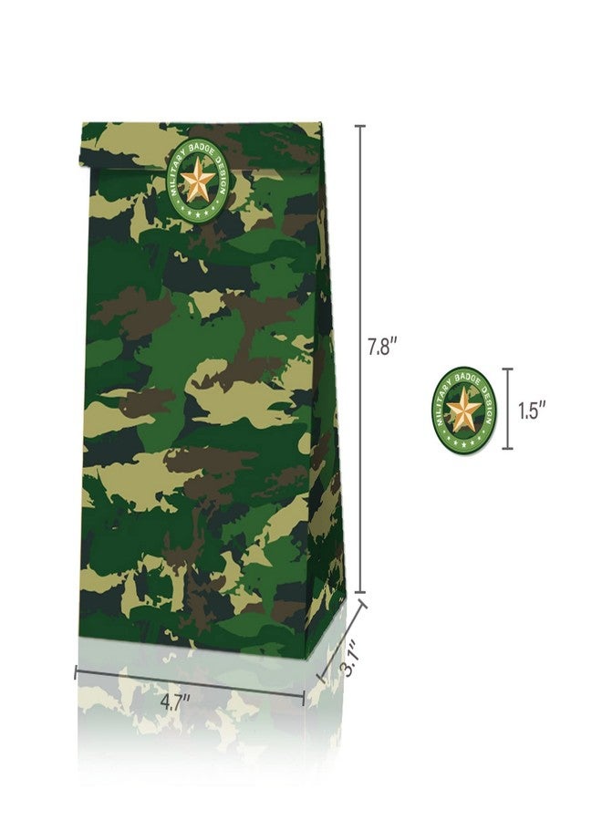 COSFAN 12 Pack Camouflage Gift Bags, Camo Party Supplies, Green Paper Treat Bags for Kids, Goodie Bag for Birthday - Image 3