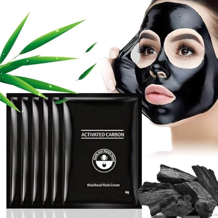 FeiCuiYun 6Pcs Black Charcoal Peel Off Face Mask For Women, Black Head Remover Facemask, Black Activated Charcoal Face Mask Skincare peel off, Blackhead Remover Strip Facial Mask for All Skin, 6g*6 - Image 1