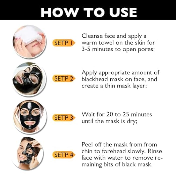FeiCuiYun 6Pcs Black Charcoal Peel Off Face Mask For Women, Black Head Remover Facemask, Black Activated Charcoal Face Mask Skincare peel off, Blackhead Remover Strip Facial Mask for All Skin, 6g*6 - Image 4