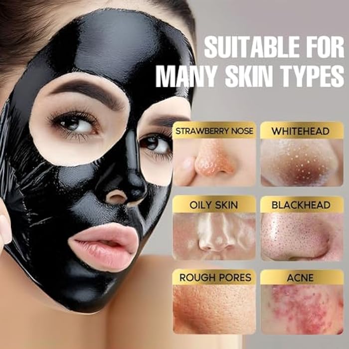 FeiCuiYun 6Pcs Black Charcoal Peel Off Face Mask For Women, Black Head Remover Facemask, Black Activated Charcoal Face Mask Skincare peel off, Blackhead Remover Strip Facial Mask for All Skin, 6g*6 - Image 2