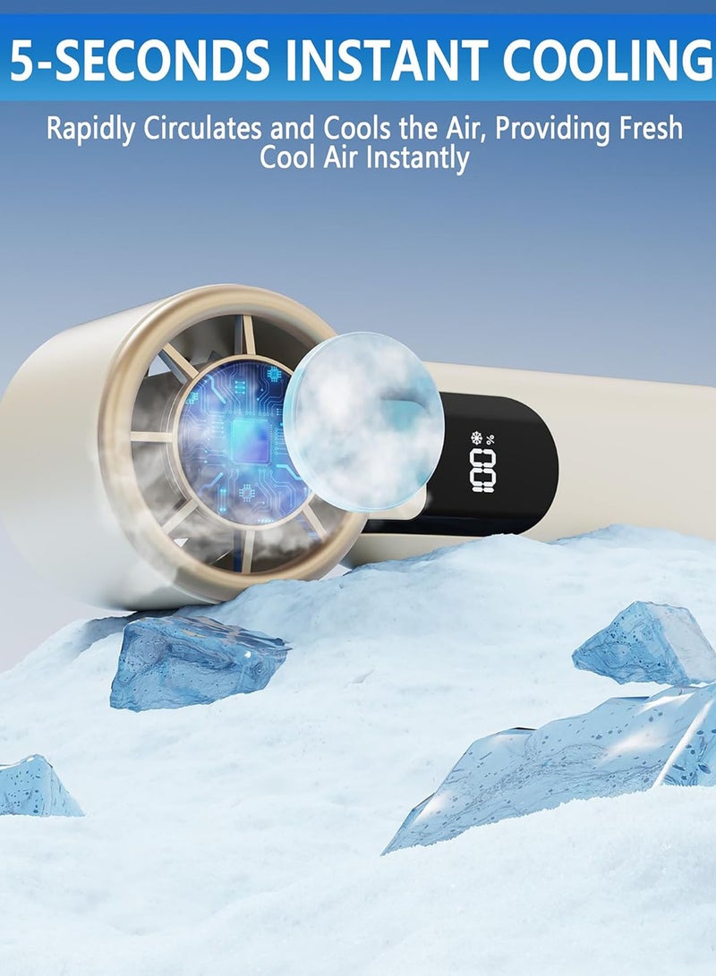 هيروكس مروحة يدوية 5 سرعات تعمل بالبطارية حتى 12 ساعة عمل، مروحة قابلة للطي 3 في 1 مع مروحة تبريد Air Turbo Tech للأنشطة الخارجية والسفر والشاطئ (أبيض) - Image 4