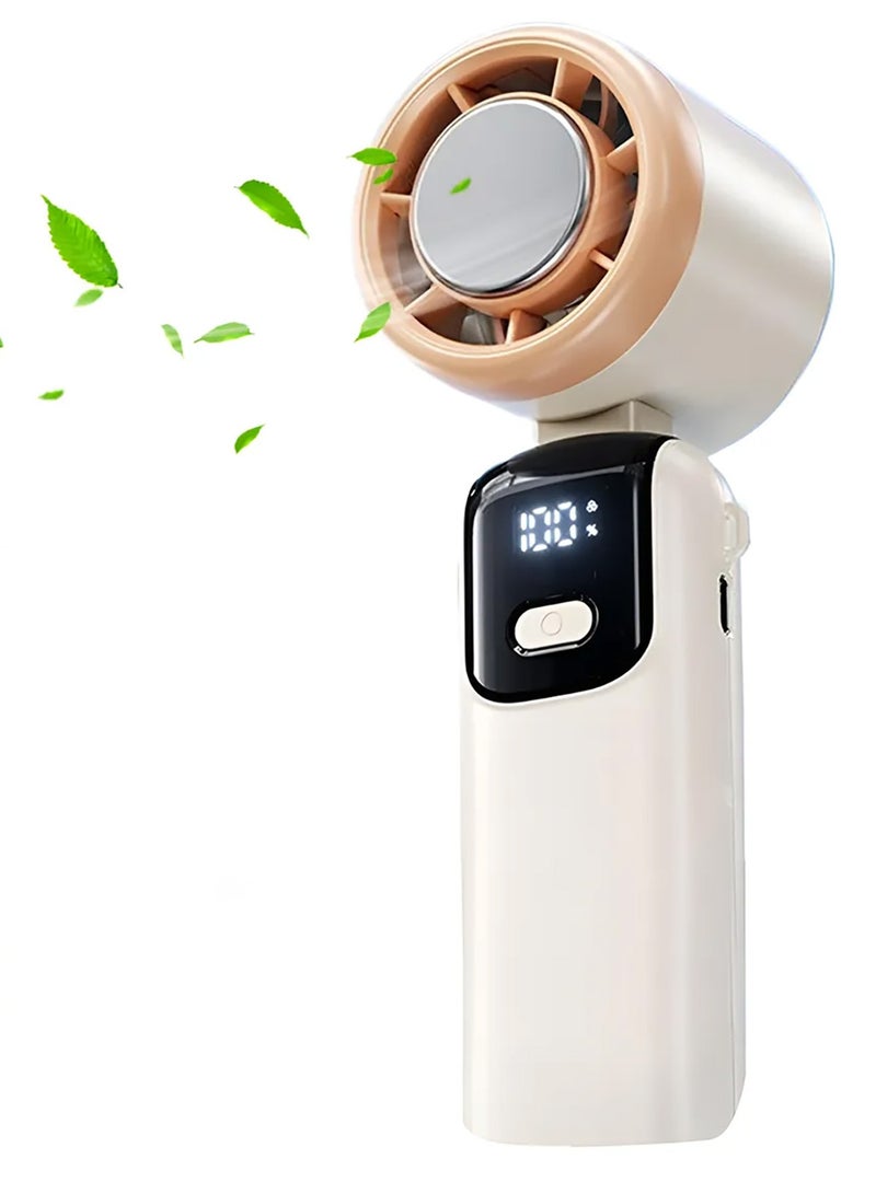 هيروكس مروحة يدوية 5 سرعات تعمل بالبطارية حتى 12 ساعة عمل، مروحة قابلة للطي 3 في 1 مع مروحة تبريد Air Turbo Tech للأنشطة الخارجية والسفر والشاطئ (أبيض) - Image 1