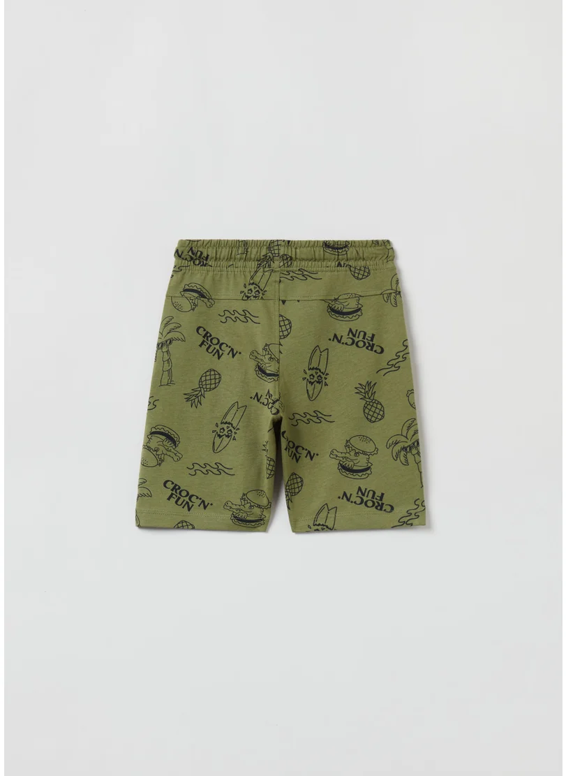 Ovs Bermuda Joggers With Crocodile Print