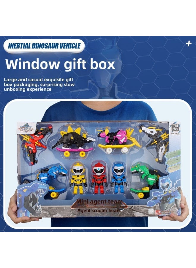 لعبة ميني سيكرت فورس سوبر ديناصور قوة حقيقية للأطفال ميكا كينغ كونغ لعبة روبوت سكوتر - اللون: 6202 لوح تزلج أزرق (5 عبوات) - Image 5