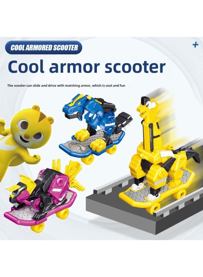 لعبة ميني سيكرت فورس سوبر ديناصور قوة حقيقية للأطفال ميكا كينغ كونغ لعبة روبوت سكوتر - اللون: 6202 لوح تزلج أزرق (5 عبوات) - Image 3