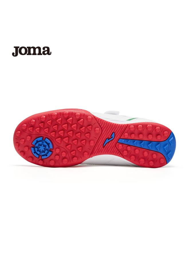 Joma أحذية كرة القدم للأطفال من جومّا مع لاصق، أحذية تدريب كرة القدم للطلاب الشباب، بيضاء/حمراء، مقاس 31 - Image 4