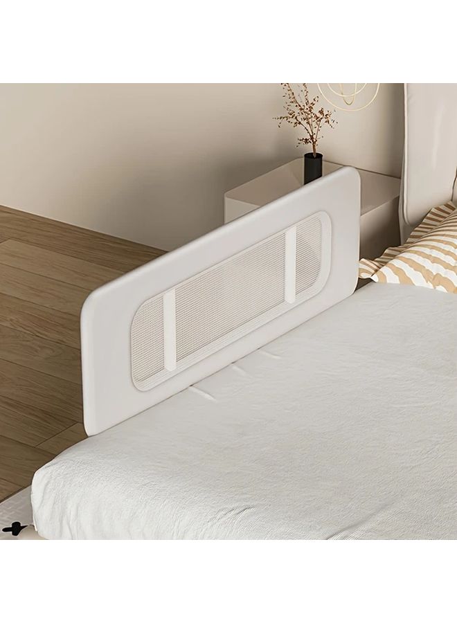 Foldable Travel Crib Rail Guard For Infants 120cm 47 24 Inch Light Grey Polyester Breathable Mesh Adjustable Height Easy Assembly Portable Bedding Safety Modern Nursery Decor Sturdy Construction - Image 5