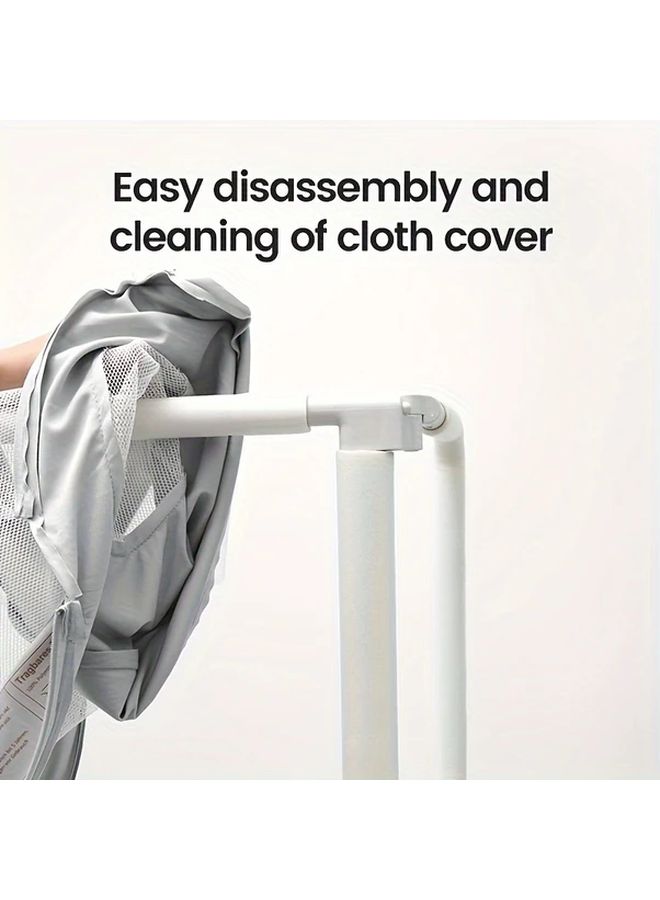 Foldable Travel Crib Rail Guard For Infants 120cm 47 24 Inch Light Grey Polyester Breathable Mesh Adjustable Height Easy Assembly Portable Bedding Safety Modern Nursery Decor Sturdy Construction - Image 4