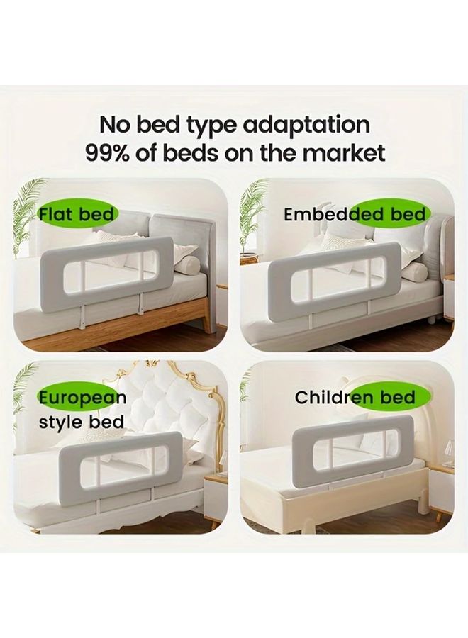 Foldable Travel Crib Rail Guard For Infants 120cm 47 24 Inch Light Grey Polyester Breathable Mesh Adjustable Height Easy Assembly Portable Bedding Safety Modern Nursery Decor Sturdy Construction - Image 3