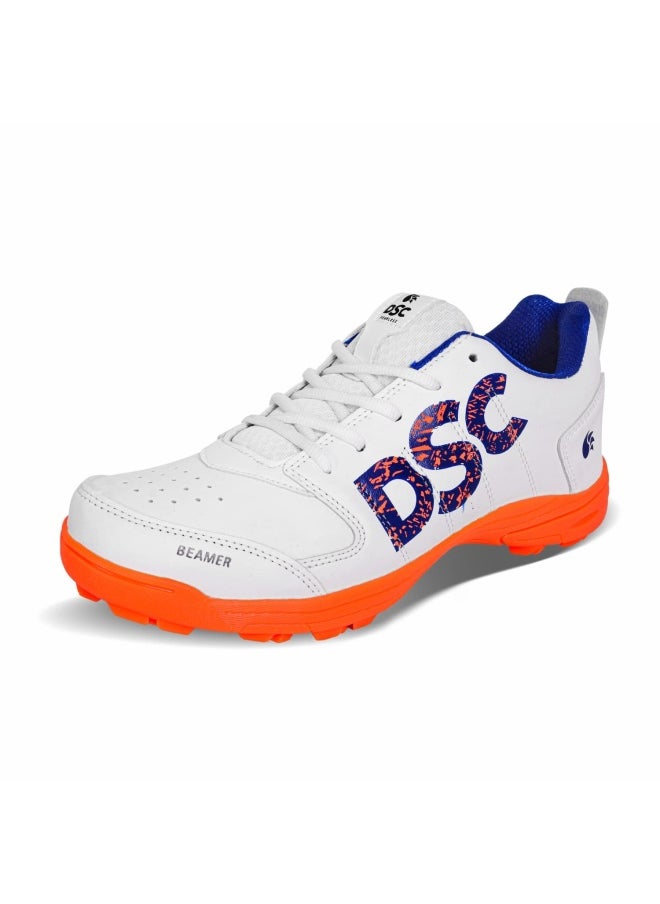 DSC Beamer Cricket Shoes | (Fluro Orange-White, 1 UK, 2 US, 35 EU) | For Boys and Men | Eva Sock Liner | Lightweight Outsole | Durable  - Image 1