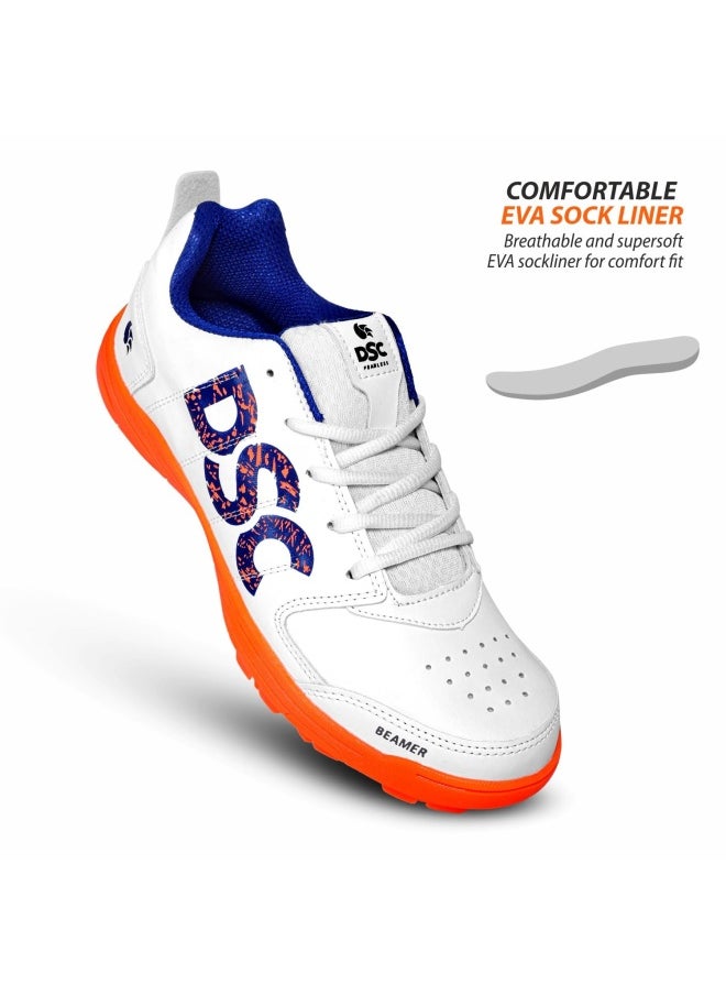 DSC Beamer Cricket Shoes | (Fluro Orange-White, 1 UK, 2 US, 35 EU) | For Boys and Men | Eva Sock Liner | Lightweight Outsole | Durable  - Image 2
