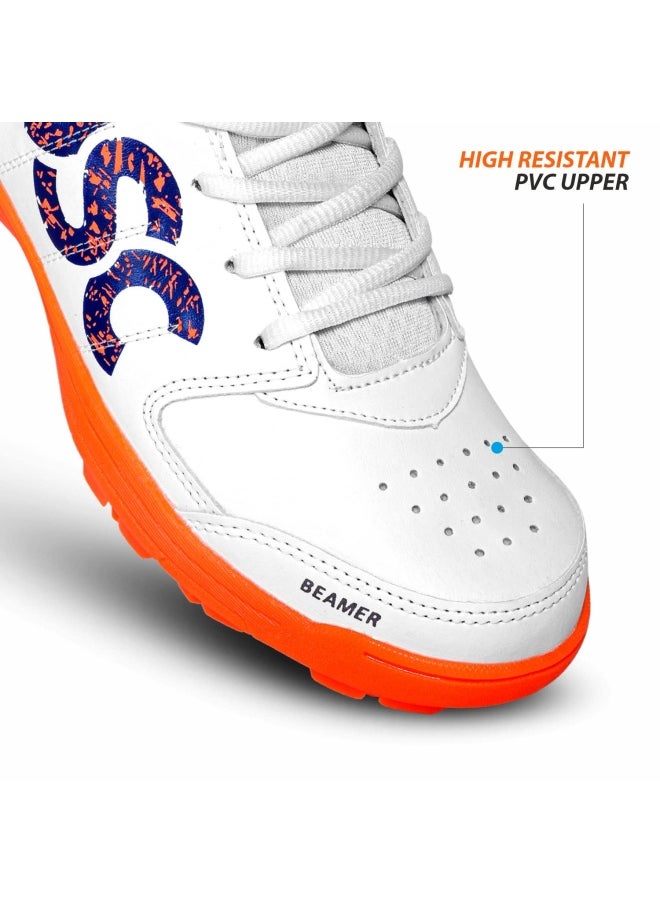 DSC Beamer Cricket Shoes | (Fluro Orange-White, 1 UK, 2 US, 35 EU) | For Boys and Men | Eva Sock Liner | Lightweight Outsole | Durable  - Image 4