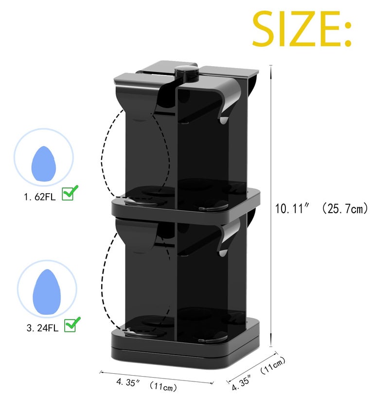 Flybok Organizer for Mio/KoolAid Liquid Water Enhancer - 2-Tier Spinning Holder for 8 Liquid Water Enhancers (Fits 3.24oz & 1.62oz), Stackable ABS Storage, Space-Saving Countertop Dispenser (Black) - Image 3