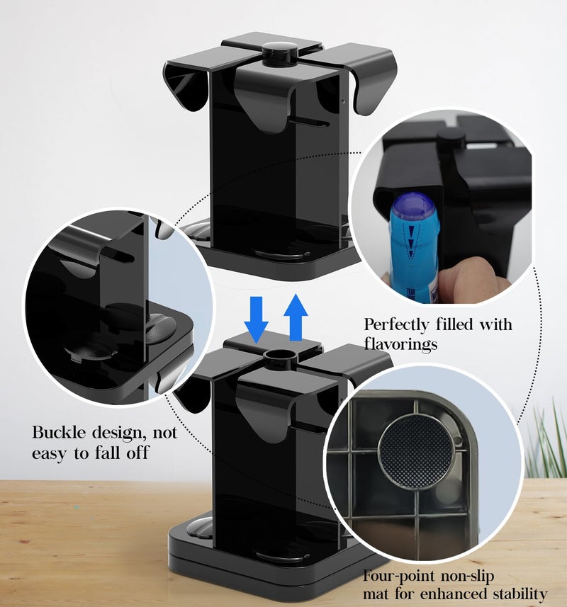 Flybok Organizer for Mio/KoolAid Liquid Water Enhancer - 2-Tier Spinning Holder for 8 Liquid Water Enhancers (Fits 3.24oz & 1.62oz), Stackable ABS Storage, Space-Saving Countertop Dispenser (Black) - Image 5