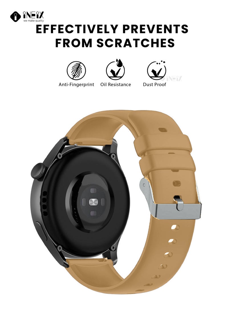 INEIX Silicone Sport Replacement Strap For Huawei Watch 3/3 Pro - Brown  - Image 2