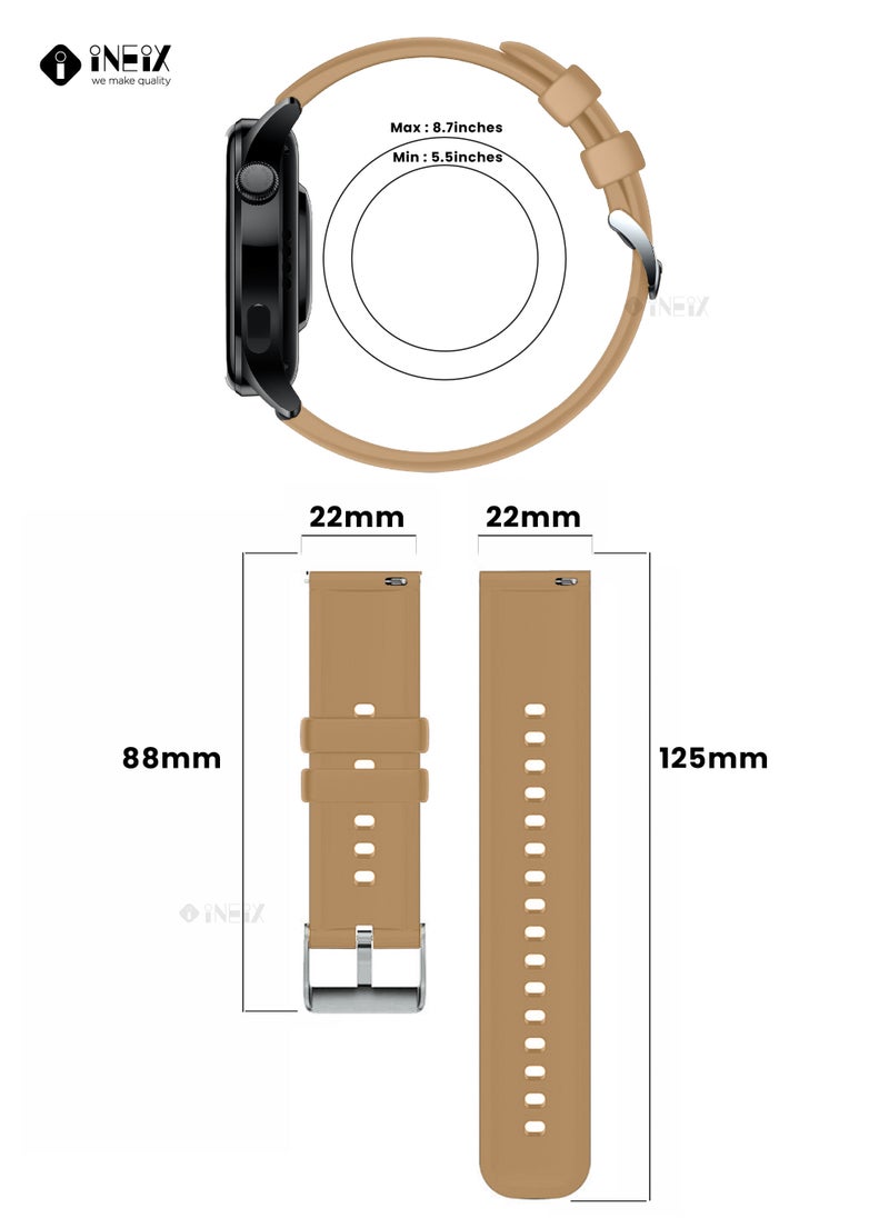 INEIX Silicone Sport Replacement Strap For Huawei Watch 3/3 Pro - Brown  - Image 3